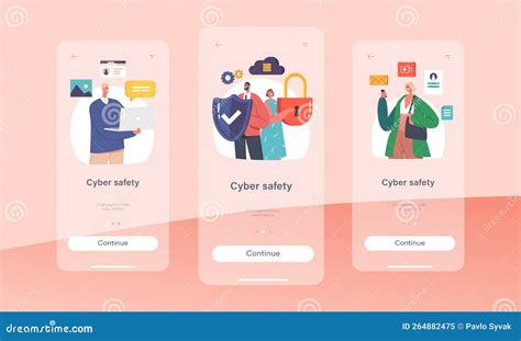 Cyber Safety Mobile App Page Onboard Screen Template Computer Security