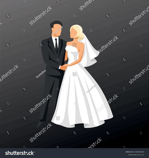 Cartoon Bride Groom Sideways Isolated On Stock Vector Royalty Free