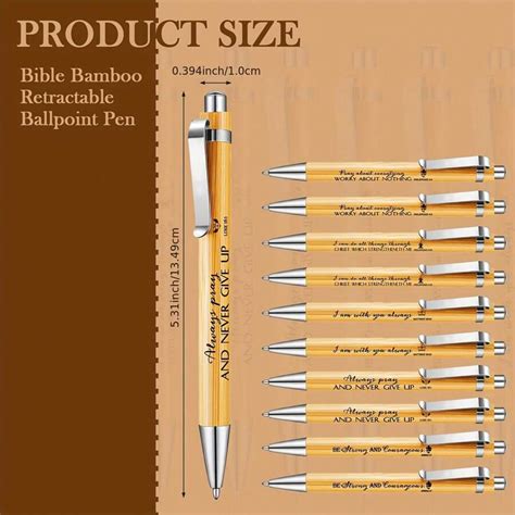 Packs Bible Verse Bamboo Retractable Ballpoint Christian Pens