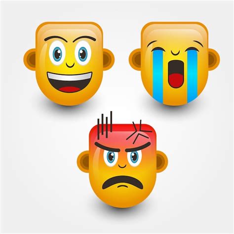 Premium Vector | Three cute emoticon Smile face Sad face and Angry face ...