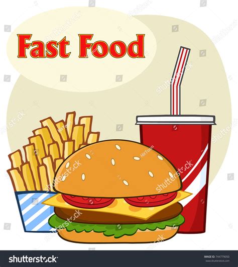 Fast Food Hamburger Drink French Fries Stock Vector Royalty Free