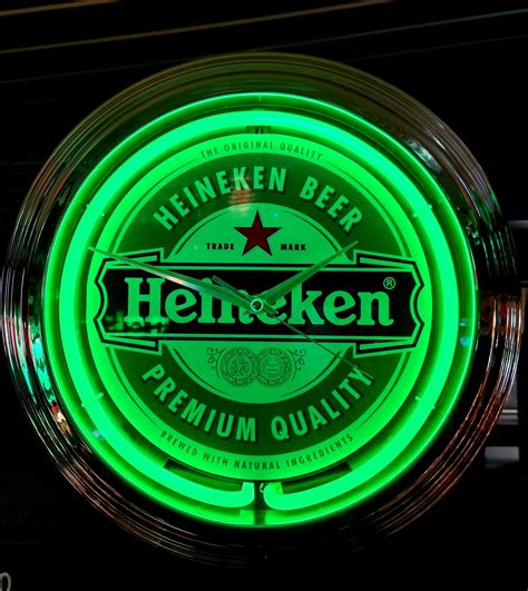 Heineken Bier Neon Klok Oud Groen Logo Klok Fh De Kornschuur