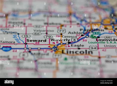 Waverly Nebraska USA Shown on a Geography map or Road map Stock Photo ...