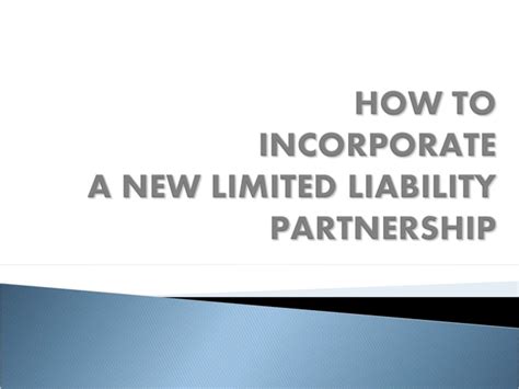 Limited Liability Partnership Llp Ppt