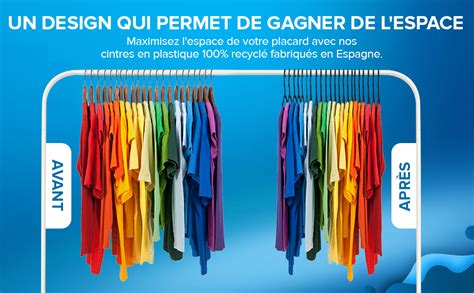 PORTENTUM Lot de 10 cintres en plastique 100 recyclé pour tous types