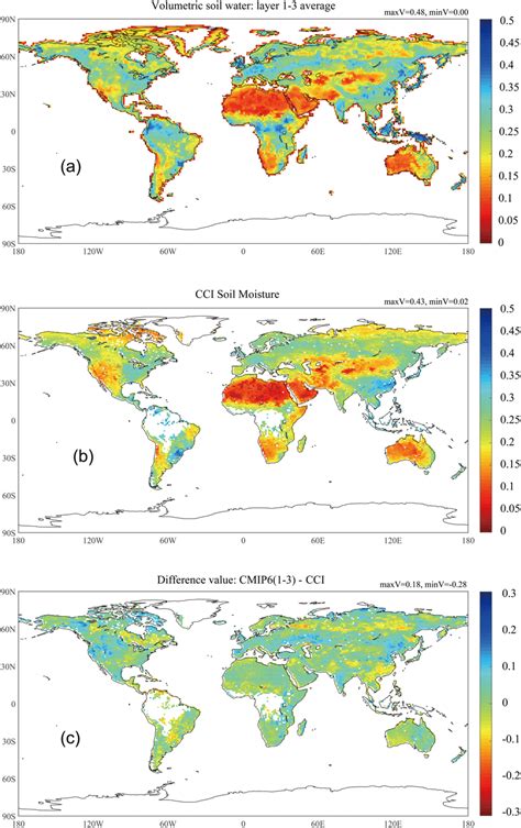 Volumetric Soil Moisture From A Ciesm Simulation B Esa Cci And