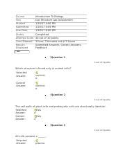 Wk Lab Quiz Cell Structure Chapt Docx Course Test Started