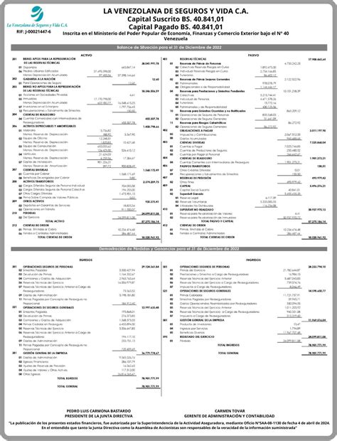 Balance De Situaci N Para El De Diciembre De La Venezolana De