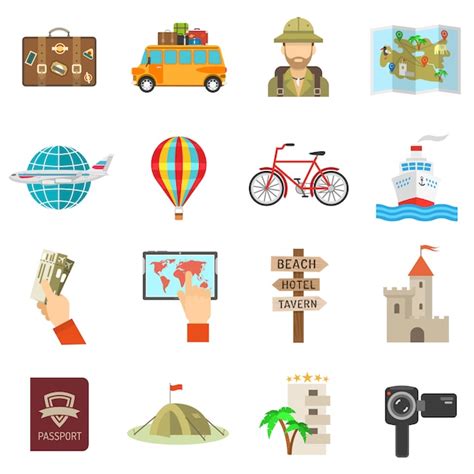 Free Vector | Travel icons flat