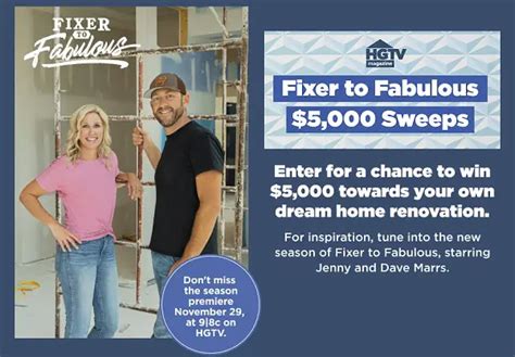 Hgtv Magazine Fixer To Fabulous Sweepstakes Win Cash