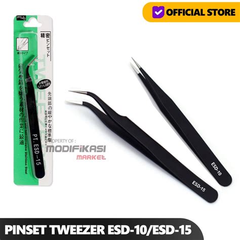 Jual Pinset Vetus Tweezer Bengkok Lurus Lancip Esd Esd Coil Kapas