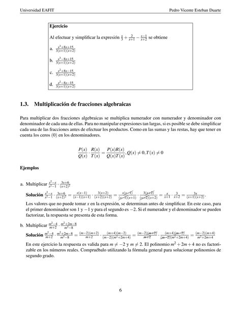 Taller Operaciones Fracciones Algebraicas Pdf