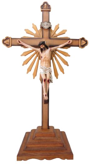 CRUCIFIXO ORNADO BASE CRISTO EM RESINA 120CM Livraria Kairós