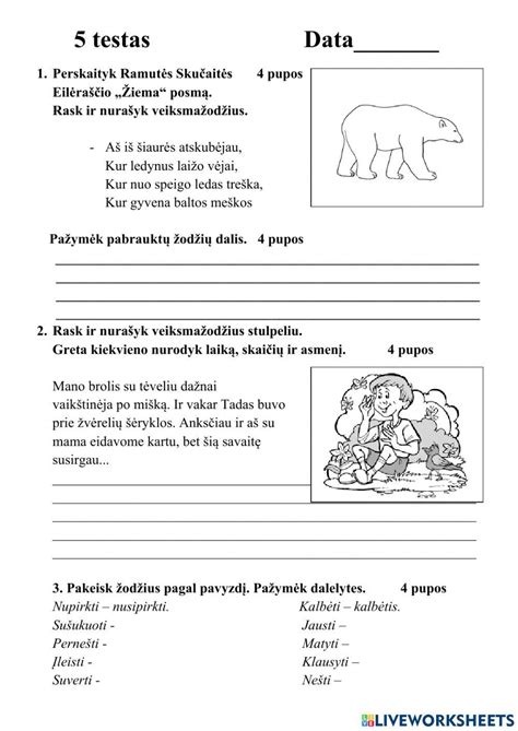 Lietuvių Kalbos Testas Nr5 Online Exercise For Live Worksheets