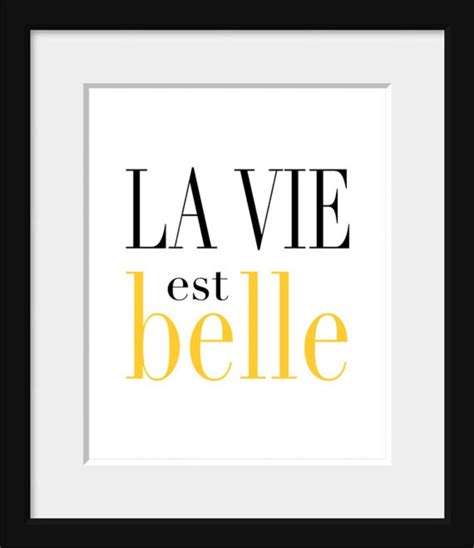 La Vie Est Belle Life is Beautiful French Quote French - Etsy