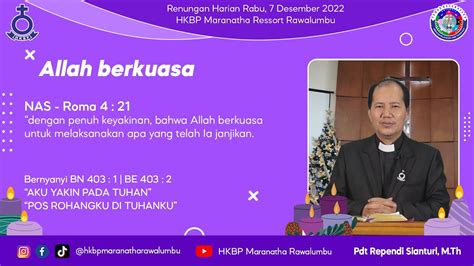 Renungan Harian Rabu 07 Desember 2022 HKBP Maranatha Rawalumbu