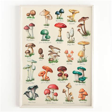 Mushroom Poster - Etsy