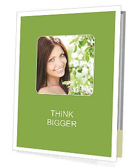 Attractive Brunette Woman Posing By An Apple Tree Presentation Folder Design ID 0000051527