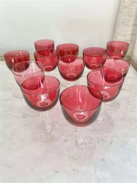 12 Outstanding Victorian Pink Crystal Glasses Circa 1880s In Antique