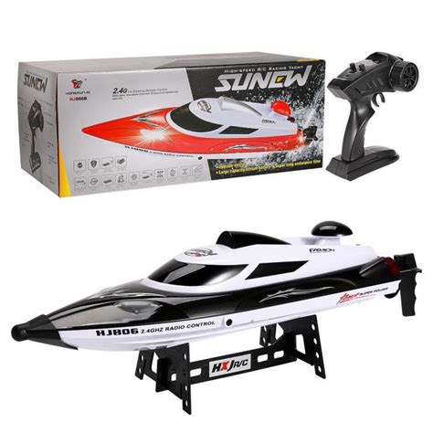 Bateau Jouet RC 2 4GHz Télécommande 4 Canaux Mini Bateau Courses Hors