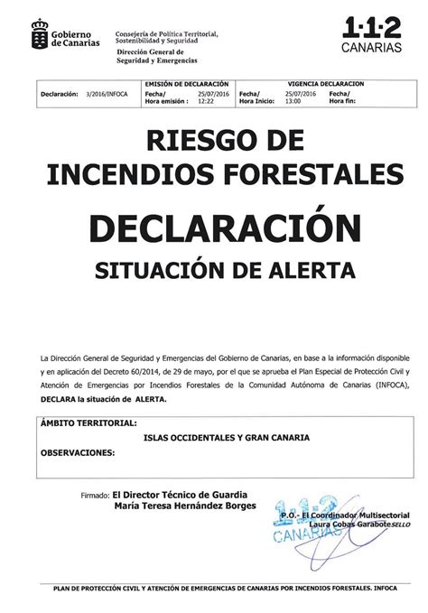 Alerta Por Riesgo De Incendios Forestales En Gran Canaria