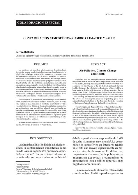 Contaminacin Atmosf Rica Cambio Climtico Y Salud Climatologia