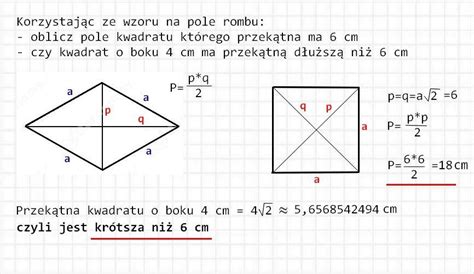 Korzystaj C Ze Wzoru Na Pole Rombu Oblicz Pole Kwadratu Kt Rego