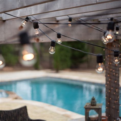 Outdoor Patio String Lights - 54' E26 Commercial Patio Light Stringer ...