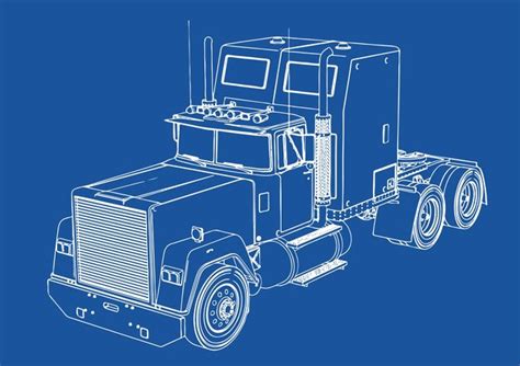 Dessin De Camion Sur Fond Bleu Vecteur Premium