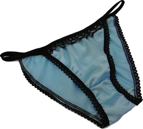 Fran Ois De Loire Shiny Satin And Lace Mini Tanga String Bikini Panties