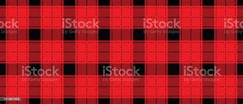 Buffalo Plaid Pattern In Red And Black Seamless Background Stock Illustration Download Image