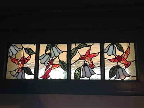 Stained Glass Hummingbirds In Our Transom Window Above The Front Door