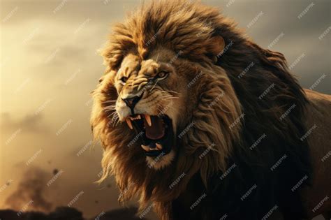 Premium AI Image | a lion roaring in the wild