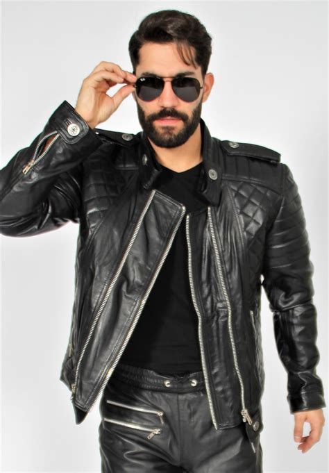 Biker Lederjacke Aus Echt Leder Lammnappa F R M Nner