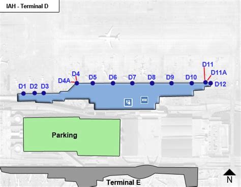 Houston Intercontinental Airport IAH Terminal D Map