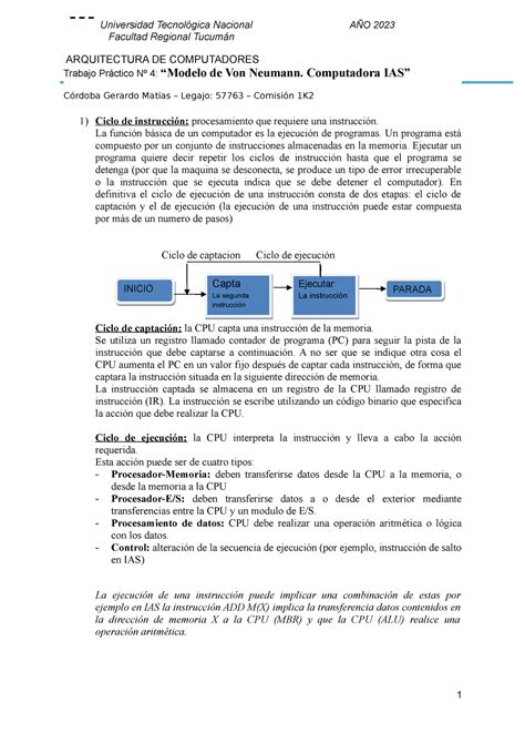 Tp N Arcom Trabajo Practico Nro Modelo Von Neumann Ias