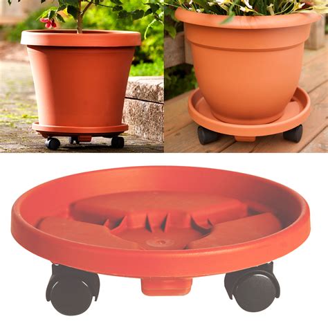 Bloem Caddy Round Plant Stand Caddy W Wheels Saucer Tray In Terra