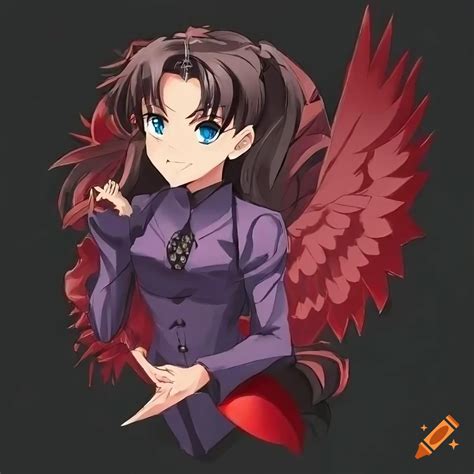 Drawing of rin tohsaka from fate/stay night as an angel on Craiyon