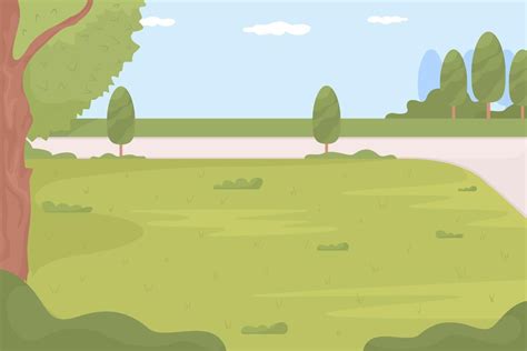 empty summer park flat vector illustration