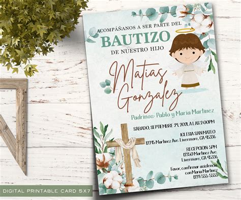 Invitations Invitacion De Bautizo Baptism E Invite Spanish Baptism Electronic Invitation Mi