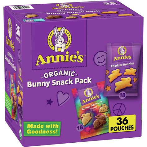 Annies Organic Bunny Snack Pack 36 Oz 36 Pouches