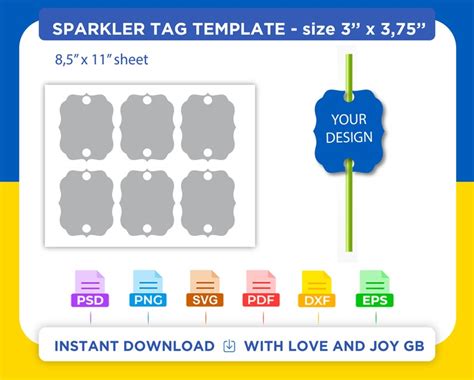 Sparkler Tag Template Svg Png Dxf Eps Canva Label Etsy