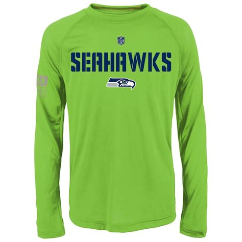 Youth Neon Green Seattle Seahawks Squadron Long Sleeve T-Shirt