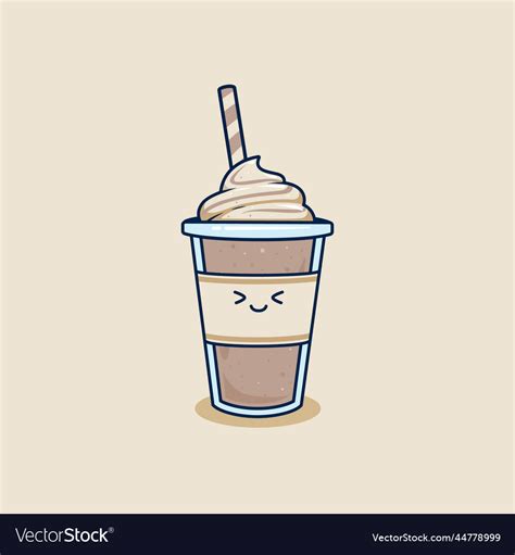 Happy cute chocolate milkshake in takeaway cup Vector Image