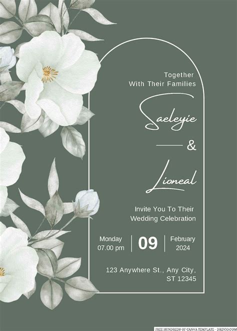 16 Sage Green And White Floral Canva Wedding Invitation Templates