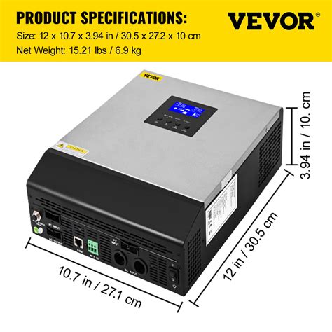 Buy Vevor Hybrid Solar Inverter 3kva 2400w Pure Sine Wave Off Grid