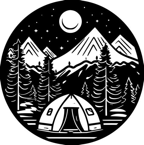 Camping, Black and White Vector illustration 24569127 Vector Art at Vecteezy