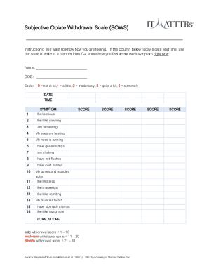 It Matttrs Subjective Opiate Withdrawal Scale Sows Fill