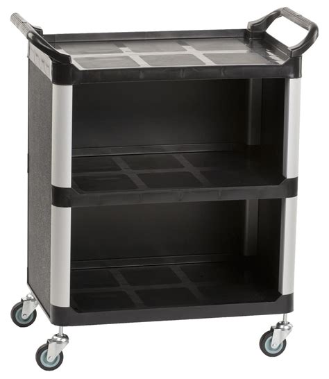 Three Shelf Utility Cart - Enclosed Sides with Swivel Wheels