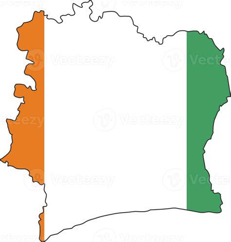 Cote D Ivoire Map City Color Of Country Flag Png